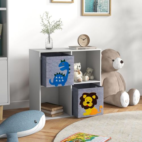 Kids White Toy Organizer | Two Non-Woven Fabric Drawers for Bedroom Organization