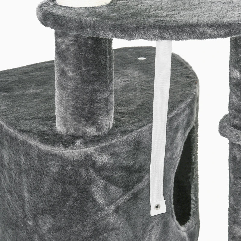 PawHut Floor to Ceiling Cat Tree Tower Activity Center Scratching Post, Dark Grey