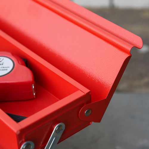 Professional Metal Tool Box 3 Tier 5 Tray With Carry Handle, 45x22.5x34.5 cm, Red