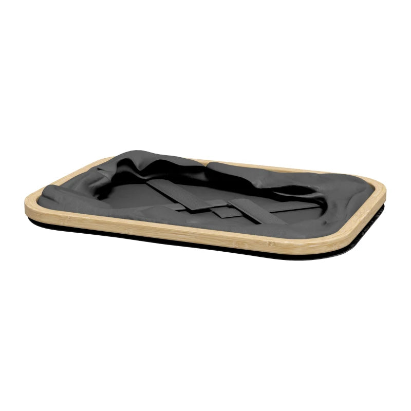 HOMCOM 36L Foldable Laundry Basket, with Bamboo Top, Black
